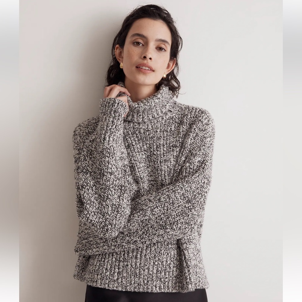 Madewell wide rib turtleneck sweater woman’s S black and white - Picture 7 of 7